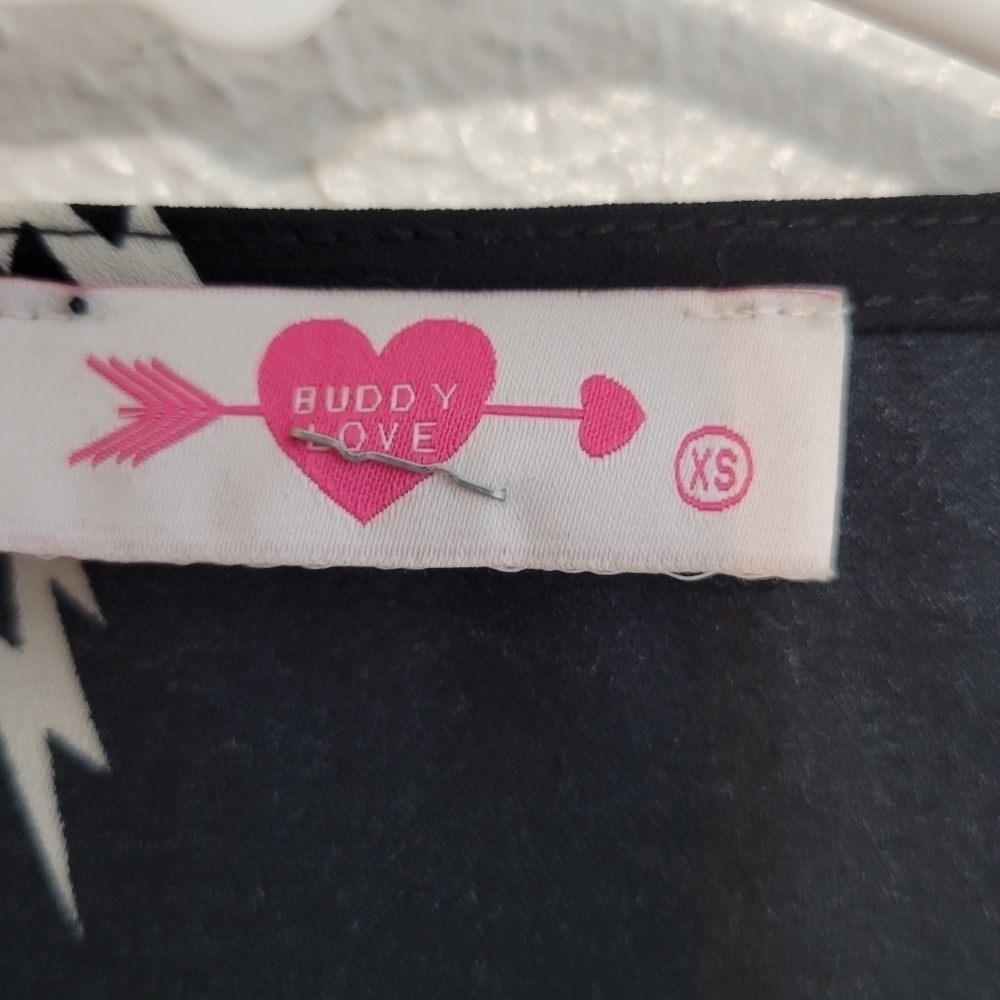Buddy Love Lighting Front Tie Blouse  Black and White Women's Size XSmal - Picture 6 of 8